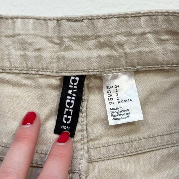 H&M Divided Khaki High Rise Wide Leg Pants, Size 2 - Picture 4 of 7